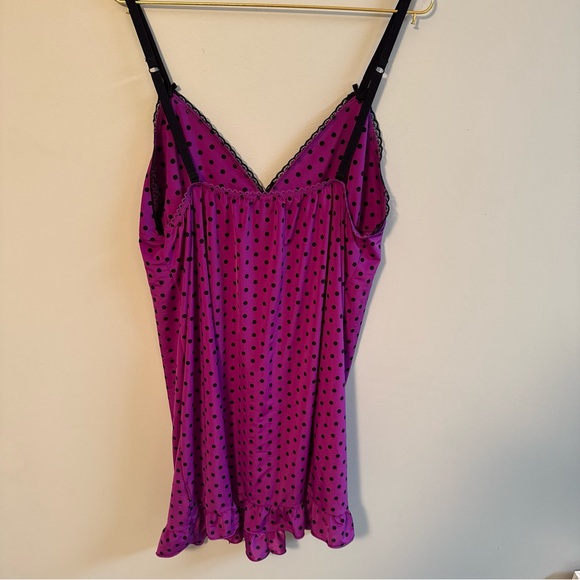 La SENZA Women's Nightie Lingerie Chemise Purple & Black Polka Dot SIZE XL - Picture 5 of 7